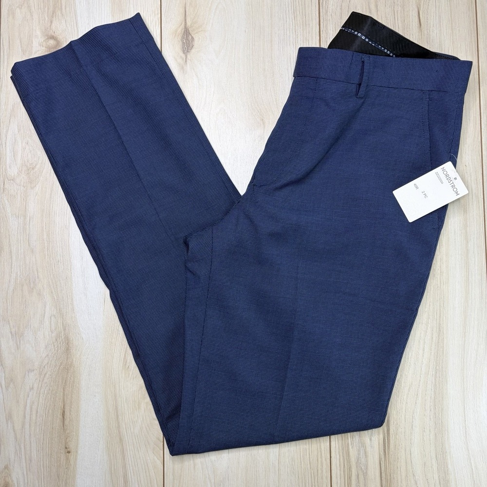 ZNT18 Dress Pants Nailhead Wool Blue Mens 33X32 NEW